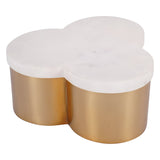 Genoa Steel Box With Marble Lid - Brass & White