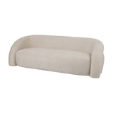 Libra Interiors Velvet Wraparound 2 Seater Sofa in cream with a low curved wraparound backrest and deep padded seat, shown on a plain white background.