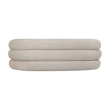 Libra Interiors Velvet Wraparound 2 Seater Sofa in cream with a low, tiered wraparound silhouette and rounded velvet upholstery on a white background.