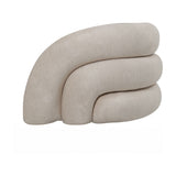 Libra Interiors Velvet Wraparound 2 Seater Sofa in cream, showing the tiered rounded backrest and curved wraparound silhouette on a white background.