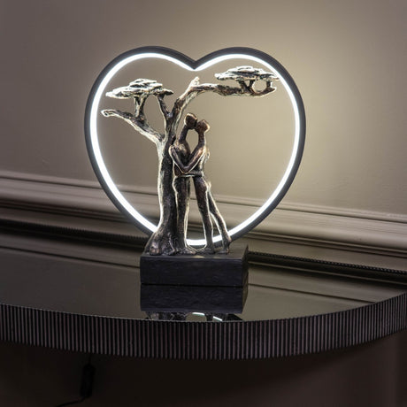 Standing Couple Tree Heart LED Table Lamp – Bronze