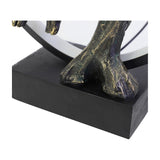 Close-up of the Libra Interiors Antique Bronze Couple LED lighting accessory base, showing textured resin feet on a matt black plinth with heart frame edge.