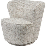 Libra Interiors Textured Swivel Fabric Armchair in natural flecked ivory, sand and almond weave with rounded low back and swivel base.