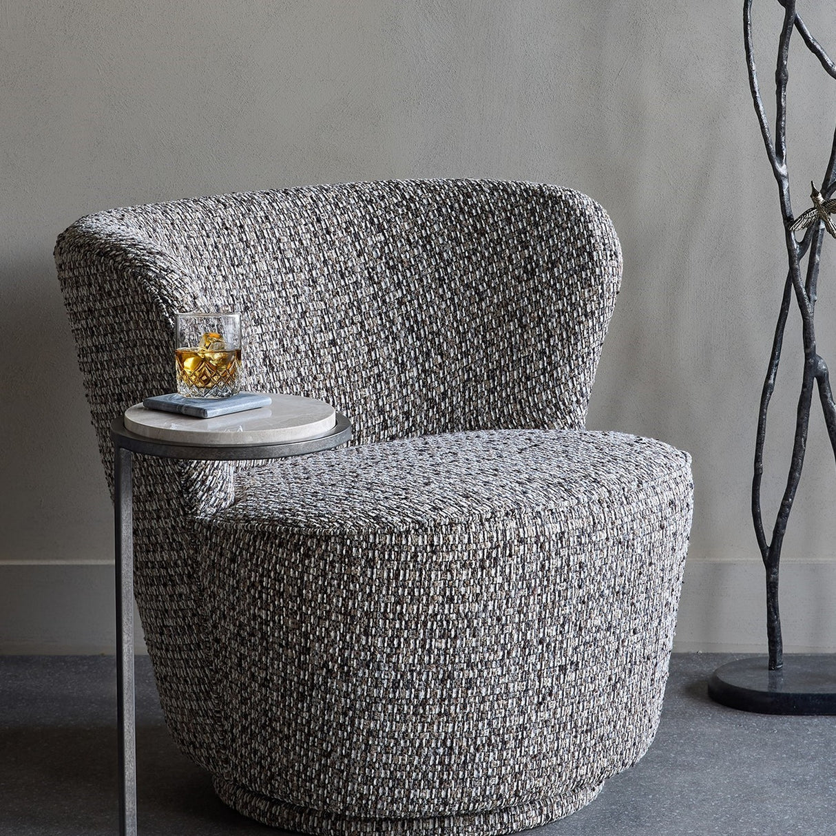 Textured Swivel Accent Armchair – Mocha