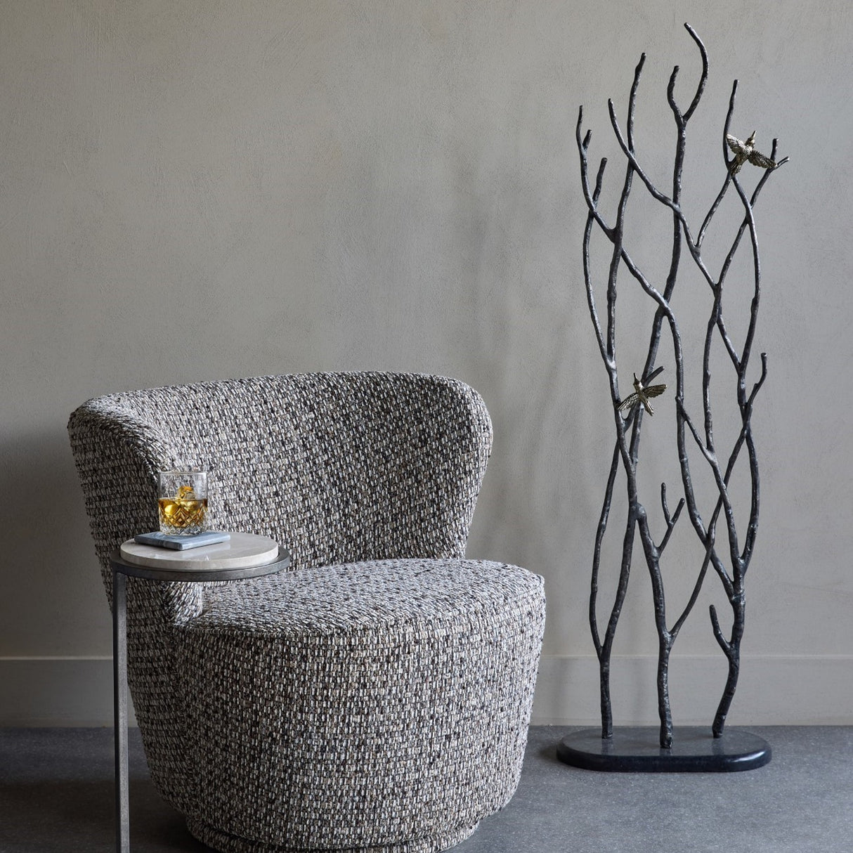 Textured Swivel Accent Armchair – Mocha