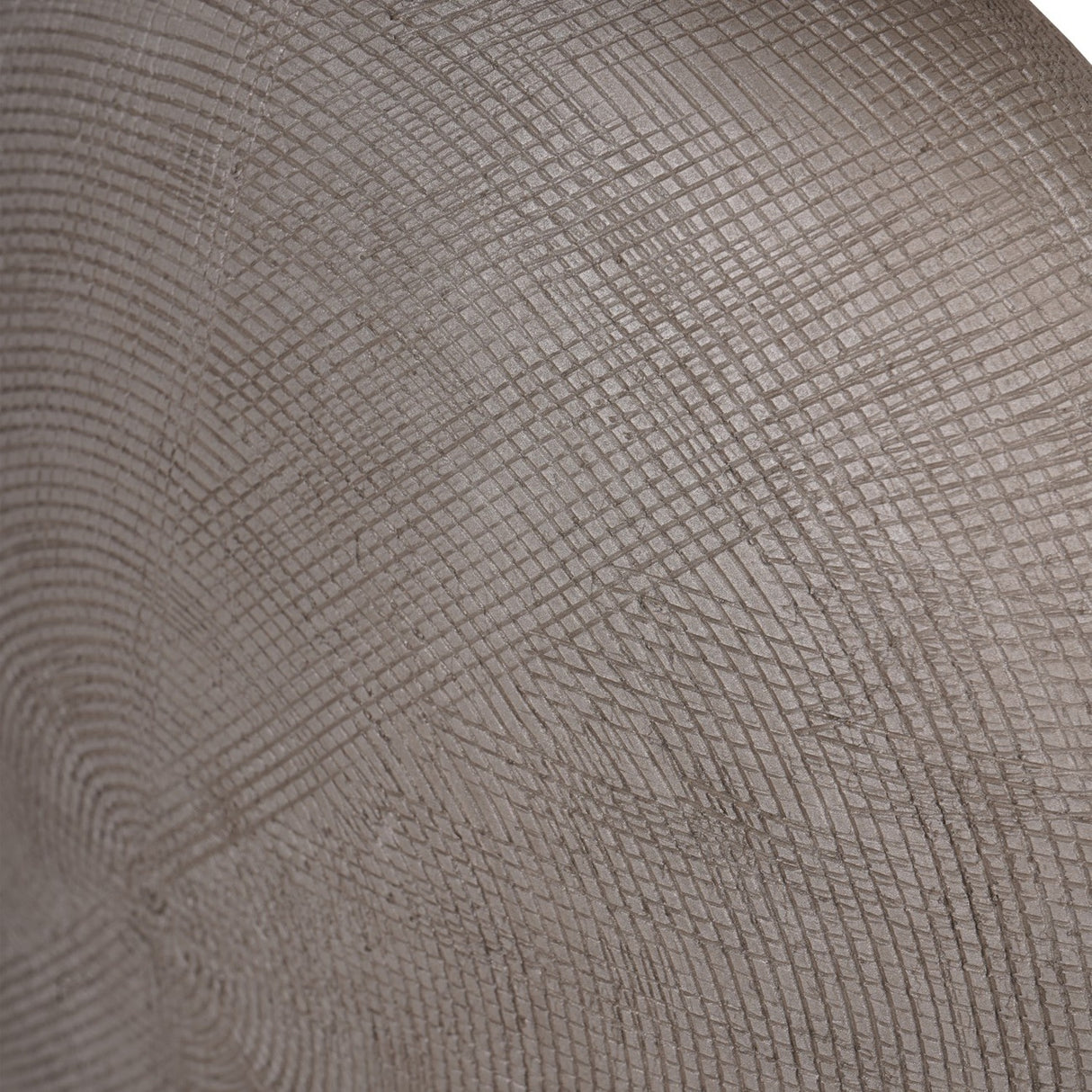 Close-up of the Libra Interiors Textured Ceramic Oval Table Lamp in grey, showing the matt painted base with fine concentric ring patterning.