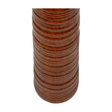 Close-up of the Libra Interiors Ribbed Ceramic Tapered Floor Lamp base in glazed terracotta, showing the horizontal ribbed banding along the cone-shaped form.