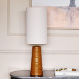 Ribbed Ceramic Terracotta Table Lamp