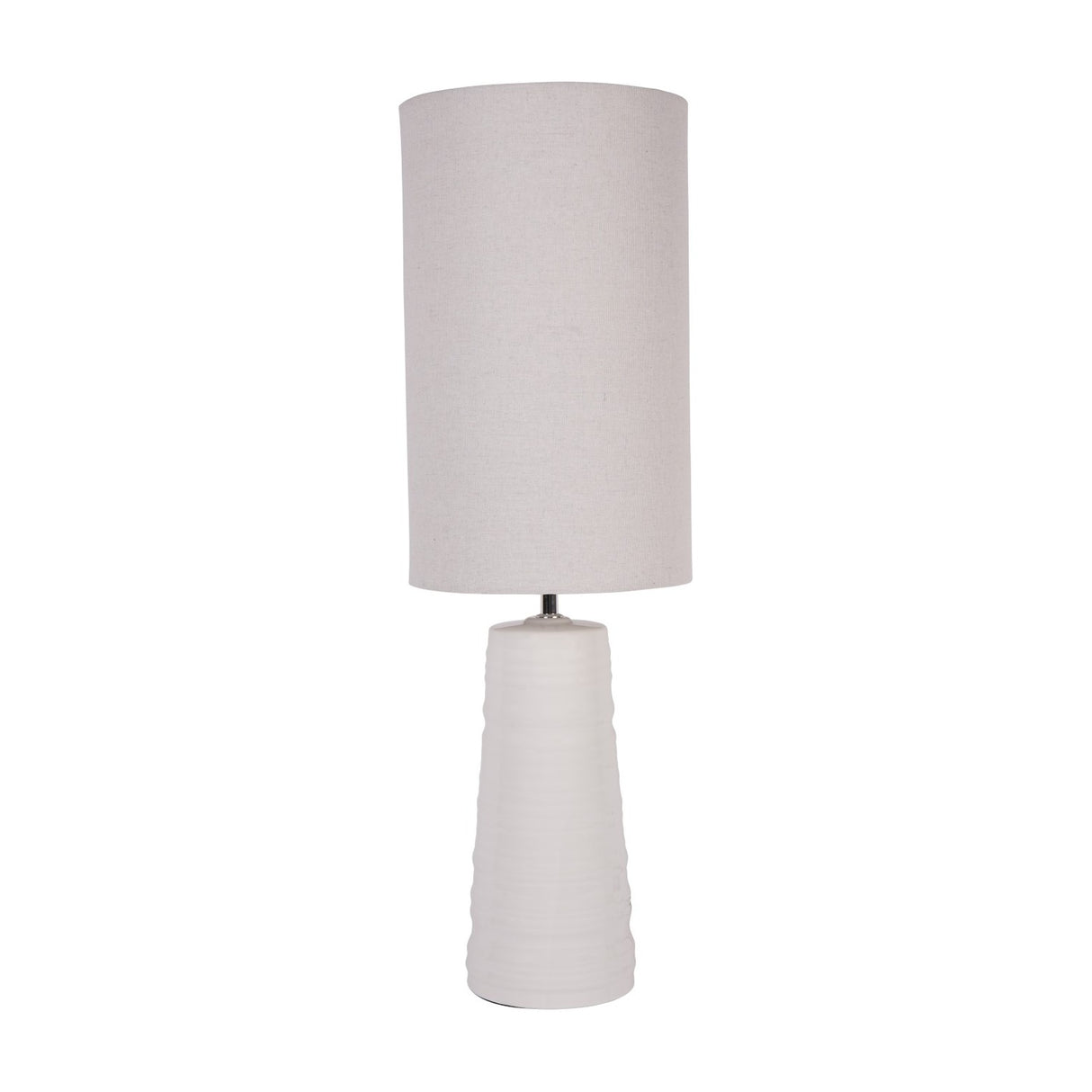 Ribbed Ceramic Tall Table Lamp – White