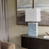 Textured Ceramic Rectangular Table Lamp – Blue
