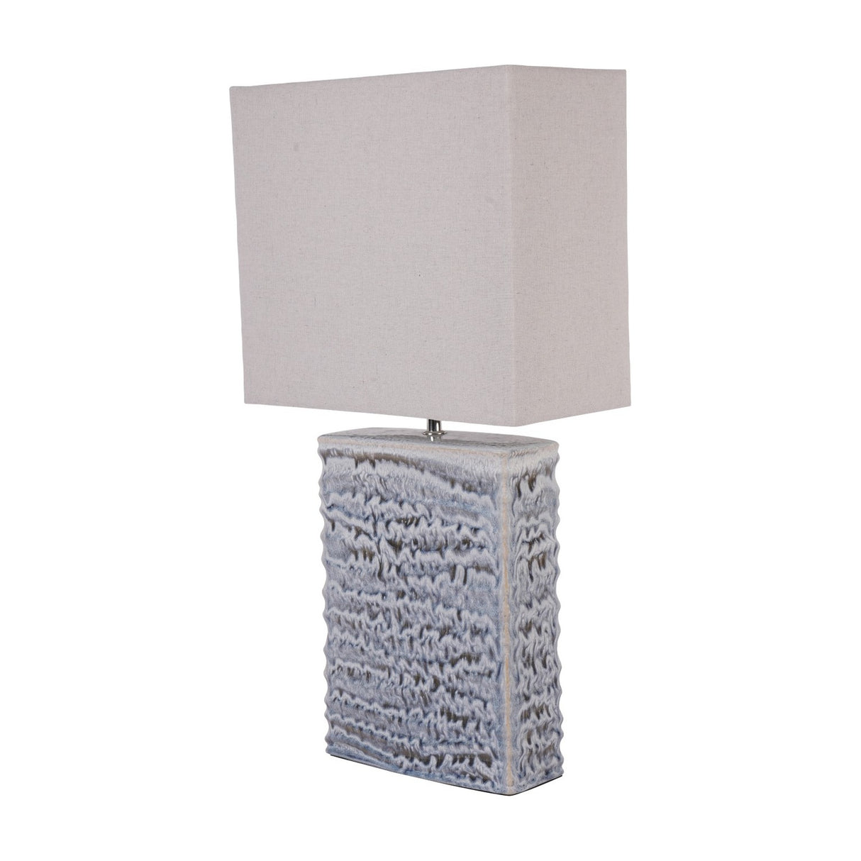 Textured Ceramic Rectangular Table Lamp – Blue