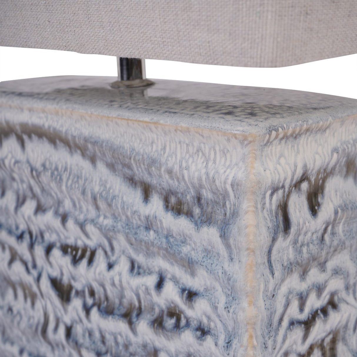 Textured Ceramic Rectangular Table Lamp – Blue
