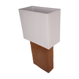 Libra Interiors Ridged Ceramic Rectangular Table Lamp in brown with vertically ridged terracotta base and cream linen-look rectangular shade.
