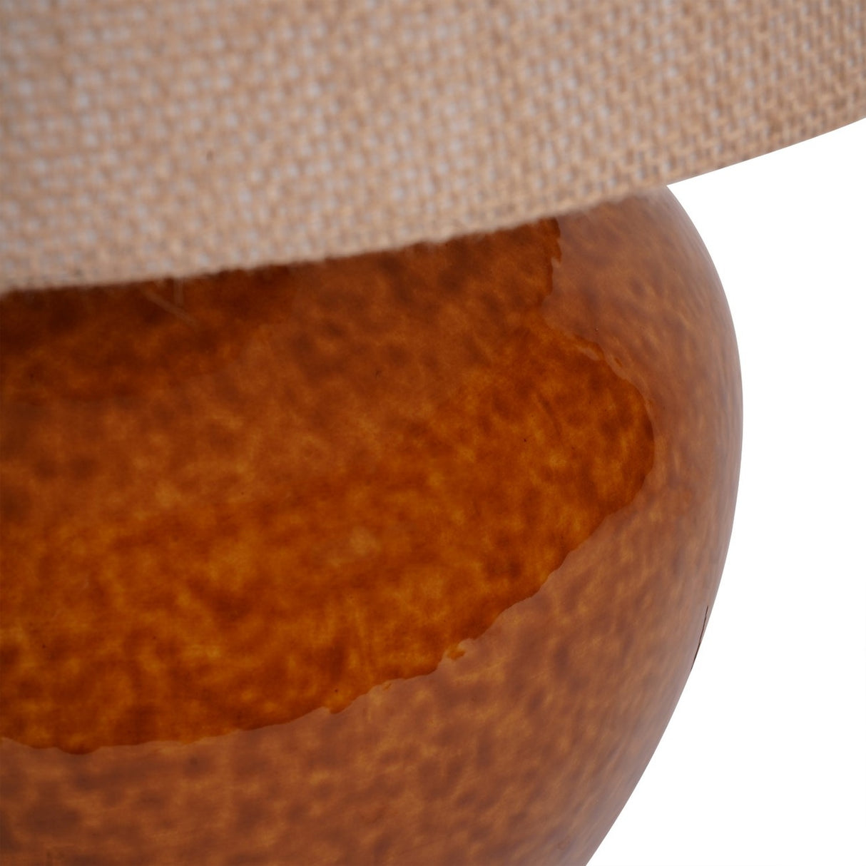 Glazed Ceramic Hessian Shade Table Lamp – Brown