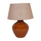 Glazed Ceramic Hessian Shade Table Lamp – Brown