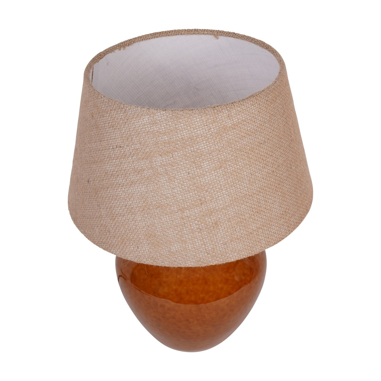 Glazed Ceramic Hessian Shade Table Lamp – Brown