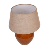 Glazed Ceramic Hessian Shade Table Lamp – Brown