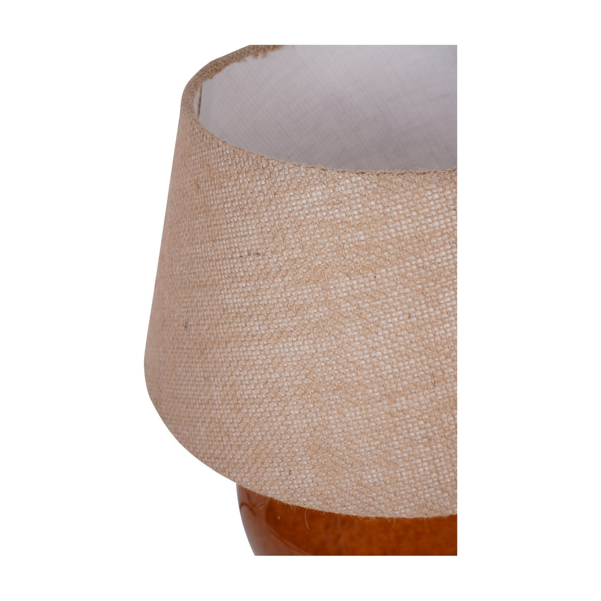 Glazed Ceramic Hessian Shade Table Lamp – Brown