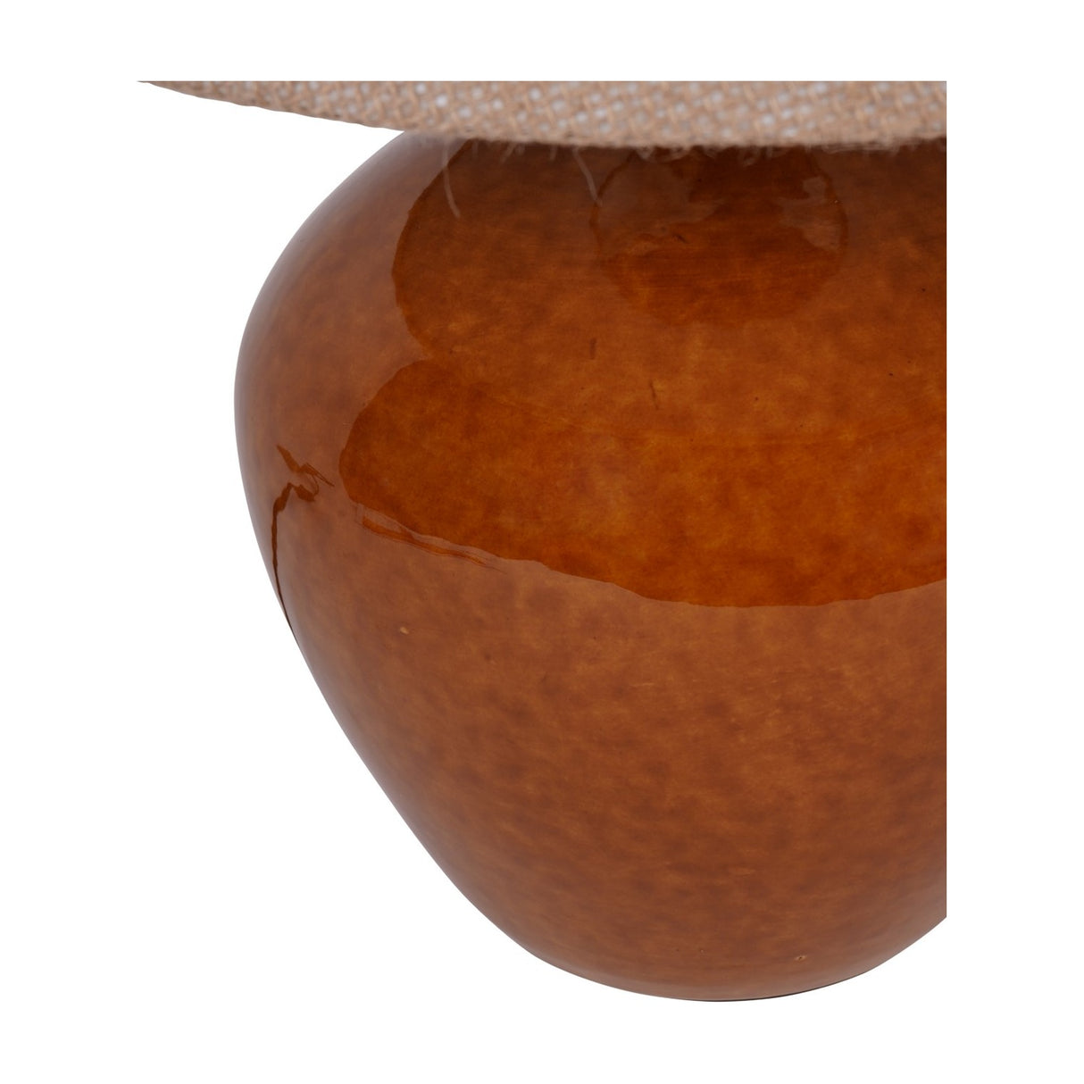 Glazed Ceramic Hessian Shade Table Lamp – Brown