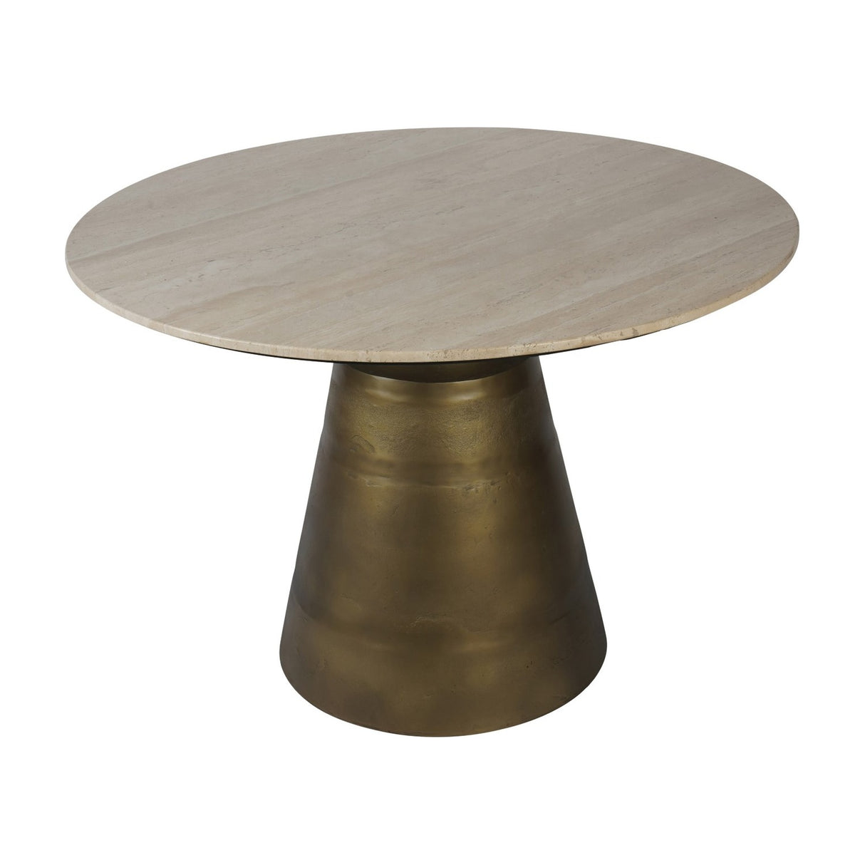 Round Travertine Pedestal Dining Table – Natural