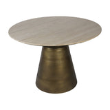 Round Travertine Pedestal Dining Table – Natural
