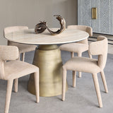 Round Travertine Pedestal Dining Table – Natural