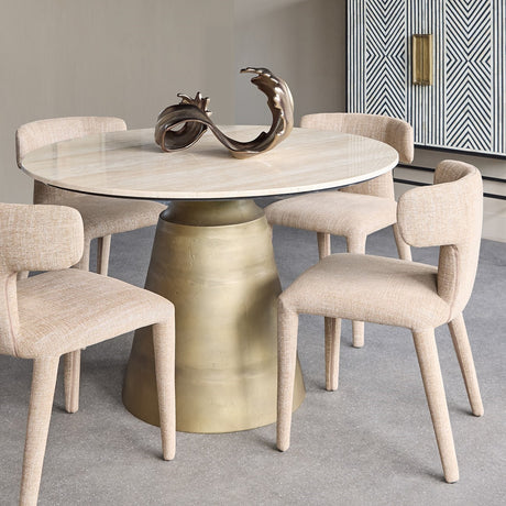 Round Travertine Pedestal Dining Table – Natural
