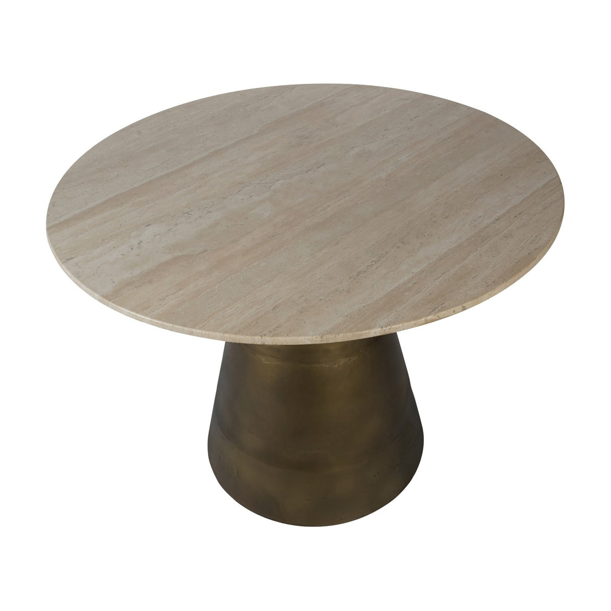 Round Travertine Pedestal Dining Table – Natural