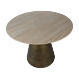 Round Travertine Pedestal Dining Table – Natural