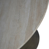 Round Travertine Pedestal Dining Table – Natural