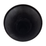 Top-down view into the flared trumpet opening of the Libra Interiors antique bronze aluminium vase, showing its brushed dark metallic interior.