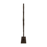 Libra Interiors Cast Aluminium Abstract Sculpture in brass, a tall slender rippling column rising from a solid square base, shown on a plain white background.