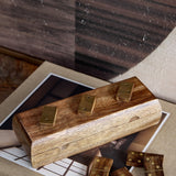 Mango Wood Brass Inlay Domino Game – Brown