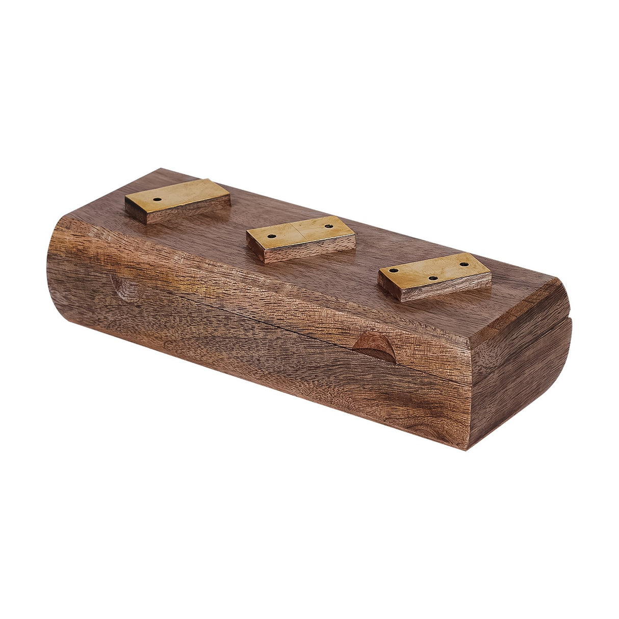 Mango Wood Brass Inlay Domino Game – Brown