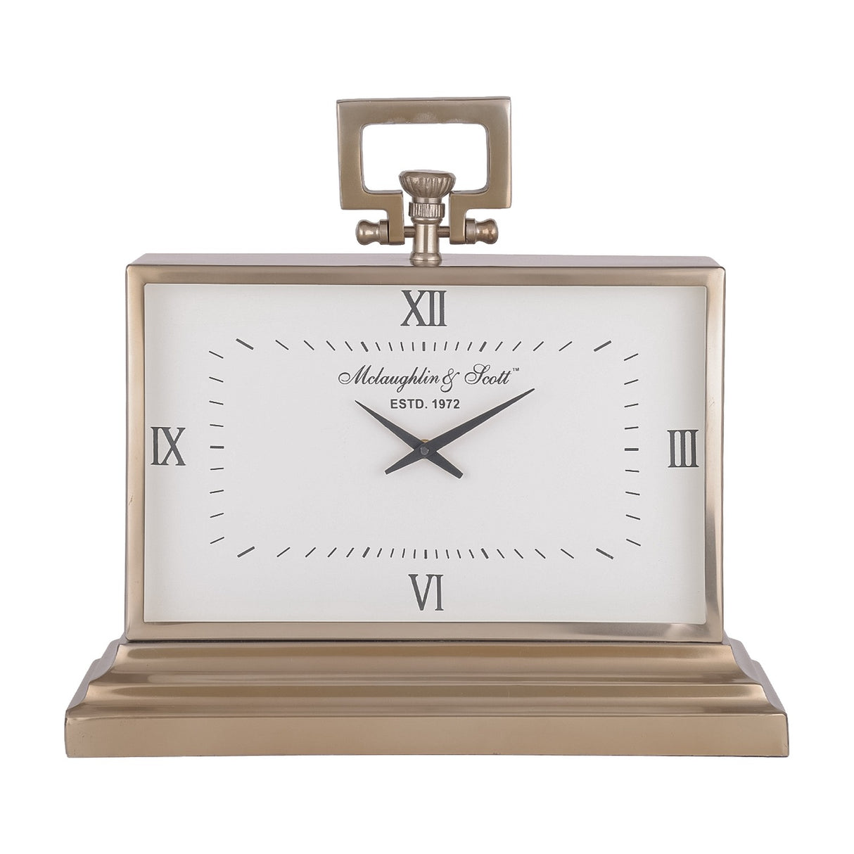 Brushed Brass Rectangular Mantel Clock – Brass