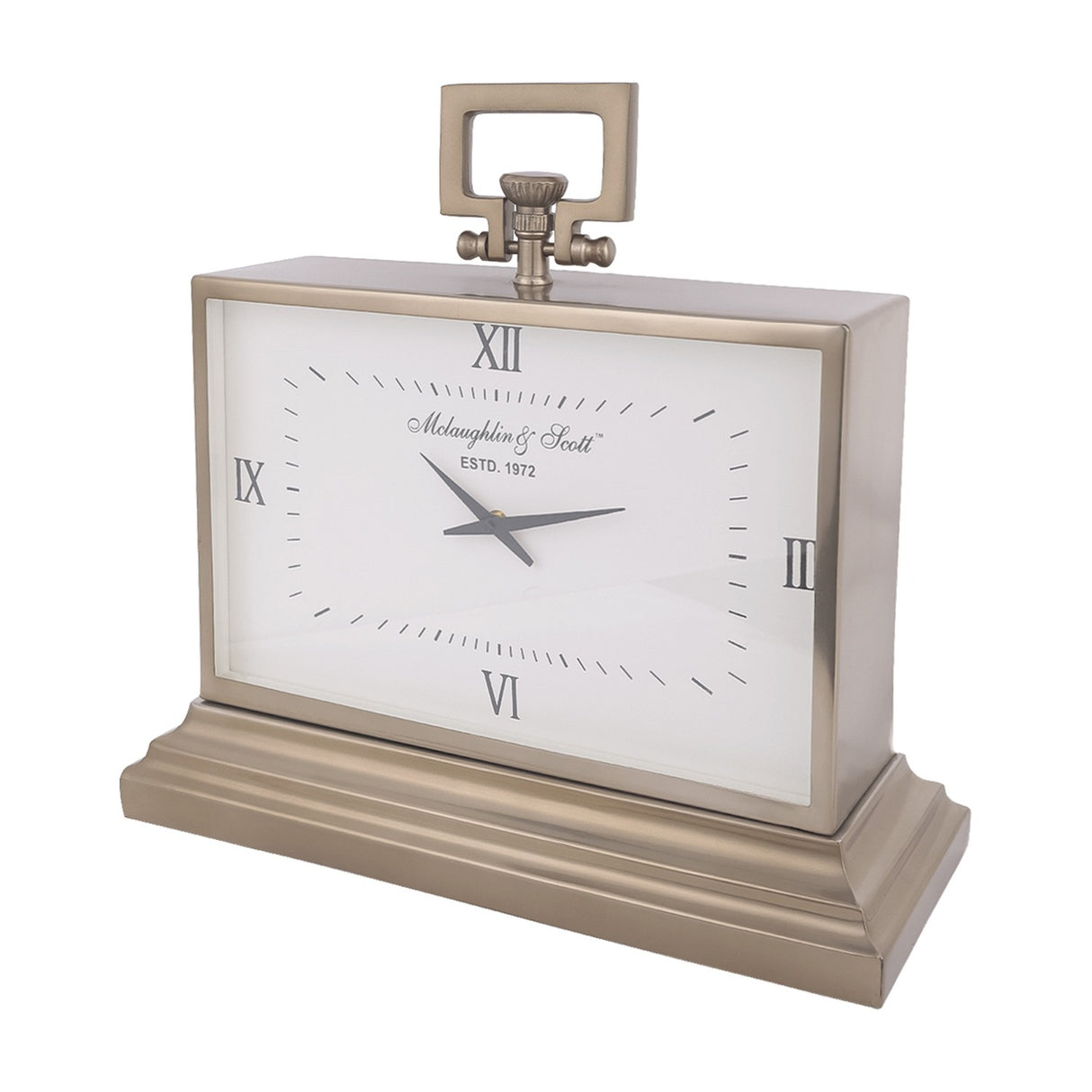 Brushed Brass Rectangular Mantel Clock – Brass