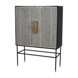 Bone Inlay Geometric Drinks Cabinet – Monochrome