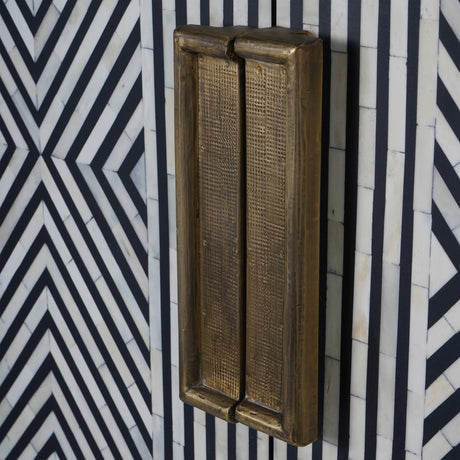 Bone Inlay Geometric Drinks Cabinet – Monochrome