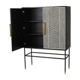 Bone Inlay Geometric Drinks Cabinet – Monochrome
