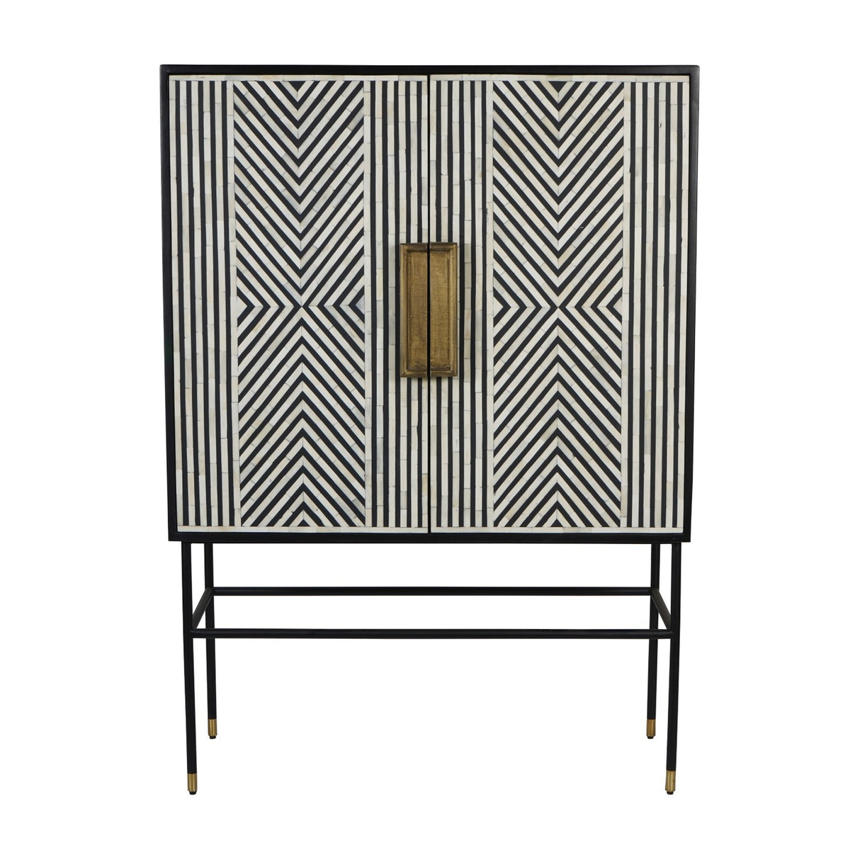 Bone Inlay Geometric Drinks Cabinet – Monochrome