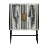 Bone Inlay Geometric Drinks Cabinet – Monochrome