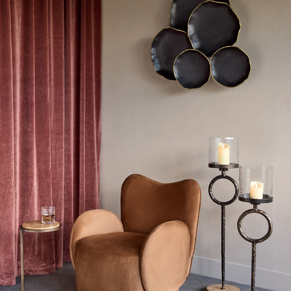 Marble Round Smoked Gold Side Table – Brown