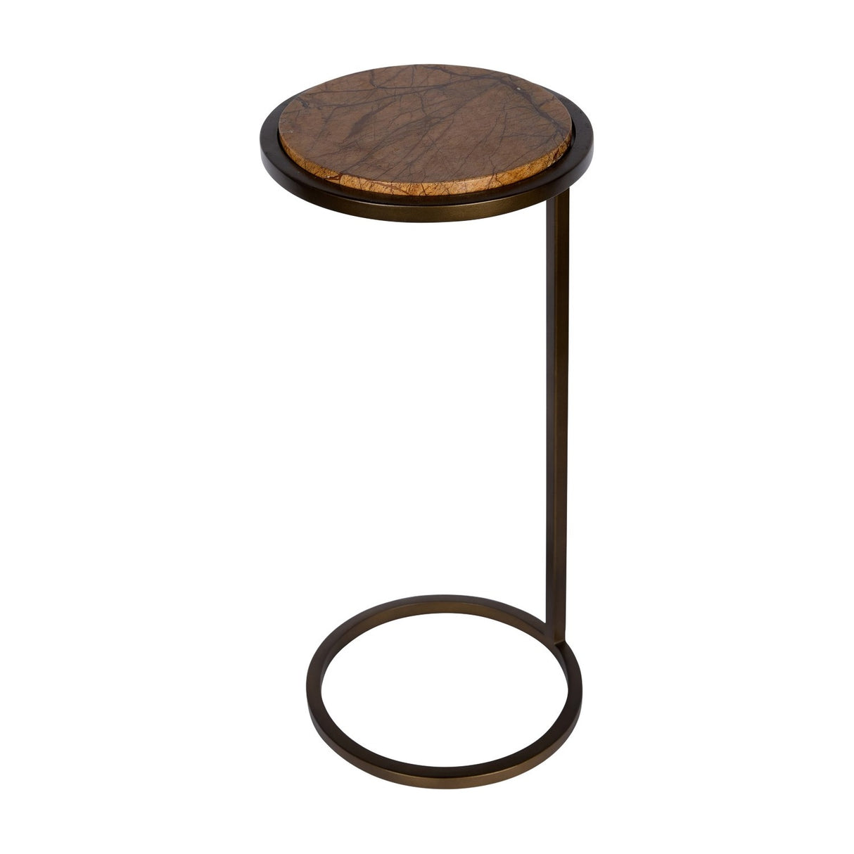 Marble Round Smoked Gold Side Table – Brown