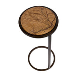 Marble Round Smoked Gold Side Table – Brown