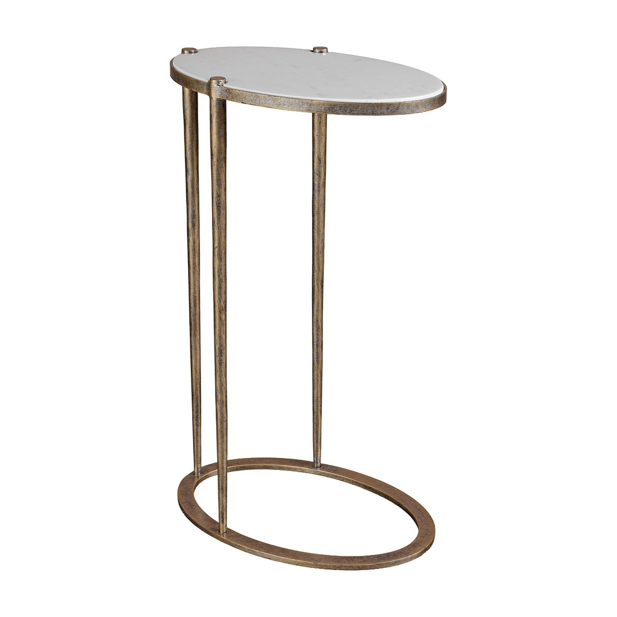 Marble Top Oval Side Table – Gold