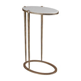 Marble Top Oval Side Table – Gold