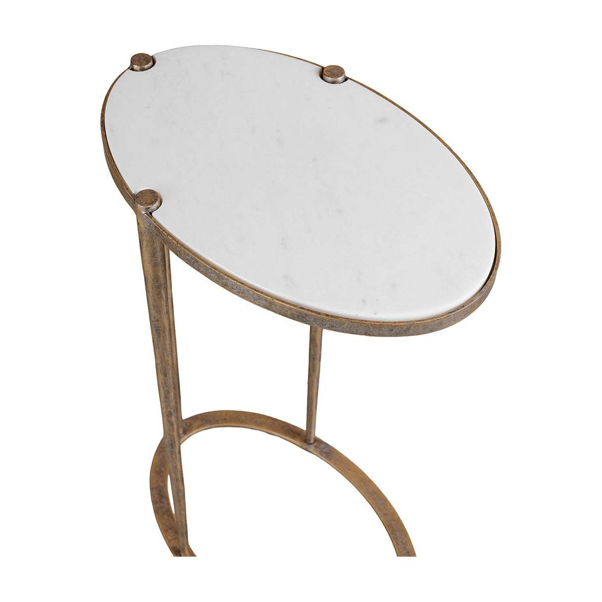 Marble Top Oval Side Table – Gold