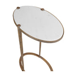 Marble Top Oval Side Table – Gold