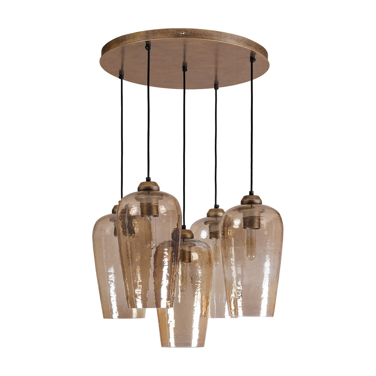 Hammered Glass 5 Light Cluster Chandelier – Brown