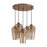 Hammered Glass 5 Light Cluster Chandelier – Brown